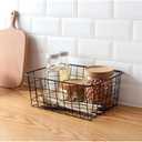 Sturdy Small Wire Storage Basket with Kitchen Food Pantry Papers Home Office Desk Shelf Bathroom Laundry Room Shelf Bedroom Bed Room