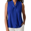 Kasper Women's Sleeveless Tie Front Blouse, Blue, Size XS