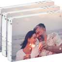 3 Pack Acrylic Picture Frames 57, Clear Magnetic Frames, Minimalist Free Standing Photo Display