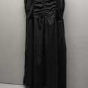 Yajedo Womens Summer Casual Sundress Spaghetti Strap Sleeveless Ruched Beach A Line Midi Dress Black Size M