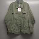 SeekMe Women's Oversized Jean Jacket Plus Size Button Down Washed Mid Long Denim Jacket (X-Large, Green)
