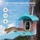 Smart Bird Feeder with Camera, AI Identify Birds Species Solar Powered, 2K HD Video Bird House with Camera, Instant Arrival Alerts, Waterproof Squirrel Proof, Gift for BirdLovers, 2.4GHz WiFi, Blue