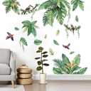 Leaves Wall Stickers for Living Room: Peel and Stick Tropical Plant Green Hanging Leaf Wall Decals - Bedroom Office Sofa TV Background Home Wall Decor