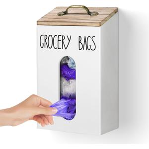 Farmhouse Grocery Bag Holder for Plastic Bags,Plastic Bag Holders for Grocery Bags,Bag Holder for Plastic Bags Groceries Store with Lid,Plastic Bag Holder Under Sink for Kitchen Storage Organization