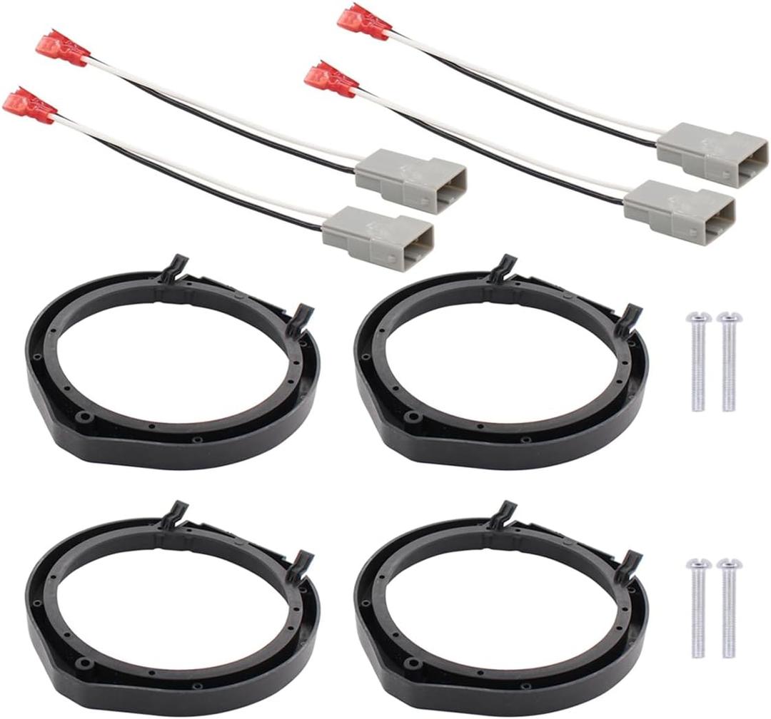ApplianPar Car Stereo Door Speaker Adapter Mounting Plates 6.5 6.75 Inch 165mm Stand Ring Kit Wiring Harness for Honda Accord Crosstour Civic CR-V Odyssey Acura RDX