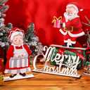 3 Pcs Christmas Table Decorations Wooden Santa Claus Tabletop Centerpieces 11.8 Inch Xmas Table Signs Toppers for Indoor Holiday Decor Season Gifts