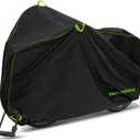 Topcrown Bike Cover Waterproof Outdoor Storage for 1/2/3 Bikes, Bicycle Cover Rain Sun UV Dust Wind Proof with Storage Bag for Mountain Road Bike/Ebike (210D Black+Green, XL Size for 1 bike)