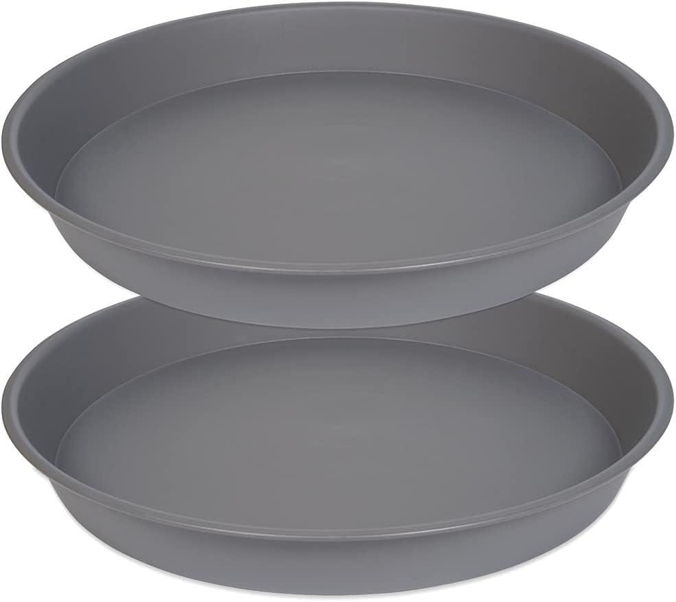 2 Pack of Plant Saucer 14 inch, Plastic Plant Saucers 14" Round, Flower Trays for Indoors Outdoor, Plant Drip Trays for Pots, Plant Water Tray for Planter 13-15" (14", Gray)