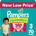 Pampers Diapers - Swaddlers 360 - Size 3, 70 Count, for up to 100% Leakproof Premium Skin Protection