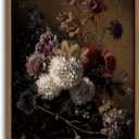 KISSFOX Vintage Framed Wall Art Decor Rustic Hydrangea Floral Pictures Wall Decor Dark Botanical Canvas Art Prints Moody Still Life Flowers Paintings Artwork For Bedroom Living Room Kitchen (16x24 in)