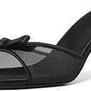 Mostrin Kitten Heels for Women Round Toe Heels With Bow Vintage Mules Sexy Slip on Stiletto Backless Sandals for Party Daily, Size 10