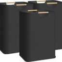 3-Pack Large Laundry Hamper, 80L (21.1 Gal) Collapsible Laundry Basket with Bamboo Handles, Freestanding Waterproof Clothes Hamper for Laundry Room, Bedroom, Dorm, Towels, Toys, Black