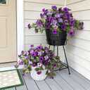 2 x Artificial Flowers for Outdoors UV Resistant Fake Petunias for Porch No Fade 2 Pcs Faux Silk Flower for Garden, Fake Plants for Home Yard Patio Balcony Window Box Decoration, Double Purple
