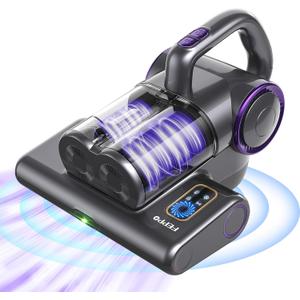 FEPPO Mattress Vacuum Cleaner, 16Kpa Bed Vacuum Cleaner with 253.7nm UV-C Light, 140F Heat, HEPA Filter & Ultrasonic, Versatile Handheld Vacuums for Bed, Sofa, Couch, Crib(Corded, 500W) (Violetgrey)