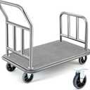 Gilprop Hotel Luggage Cart Bellman's Cart Rectangular Steel Deluxe Platform Truck Holds 850lbs of Luggage (Grey)