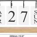 PATIKIL Vintage Wood Perpetual Calendar, Wooden Flip Calendar Turn Page Month Date Display for Desk Office Home Room Decoration, Black