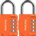 Puroma 2 Pack Combination Lock for Locker 4 Digit Outdoor Waterproof Padlock for School, Gym, Sports, Fence, Toolbox, Gate, Case, Outdoor, Hasp Storage (Orange)