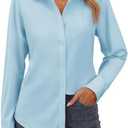 Gleeivy Button Down Shirts for Women Long Sleeve Cotton Button Up Shirt Women Business Casual Blouses Fit Work Tops L