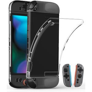 Dockable TPU Protective Case for Nintendo Switch 2 (2025), Ergonomic Anti-Slip Grip Cover, Split Design for Console and JoyCon, Compatible with Original Dock, Shockproof Crystal Clear Shell