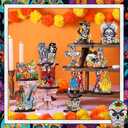 Wesiti 12 Pcs Day of The Dead Table Decorations Wooden Mexican Dia De Los Muertos Altar Centerpiece Halloween Sugar Skull Table Topper Decor Skeleton for Mexican Fiesta Tiered Tray Decor Party Favor