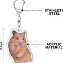 3 x 6 Pcs Cute Animal Keychain Set Cute Hamster Meme Keychains - Funny Hamster Ornaments for Bags/Purse Accessories, Kawaii Charm Funny Keychain (Animal-Themed Keychains)