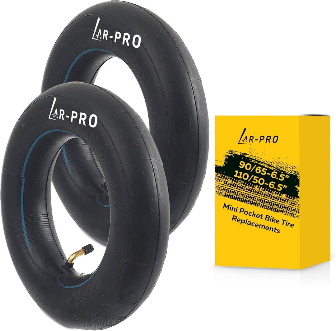 (2-Pack) Replacement Front or Rear Inner Tubes for 90/65-6.5 and 110/50-6.5 Mini Pocket Bike Tires - Fits Most 38cc, 47cc, and 49cc Mini Pocket Bikes - Compatible with MTA1/MTA2, GP-RSR, and More
