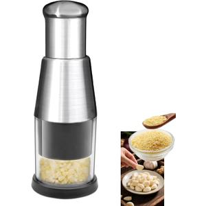 Manual Pressed Chopper,1PCS,Functional Manual Garlic Press,2025 Upgraded Compact Mini Dicer Food Chopper,Stainless Steel Hand Food Chopper for Mincing Garlic Press Stainless Steel