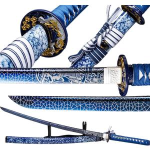 Kamaiwo-1045/1060 Clay Tempering high Carbon Steel Hademade Heat Tempered Full Handmade Hand Forged Japanese Katana AuthenticSword Real WeaponsFull Tang,Functional,Practical Sharp