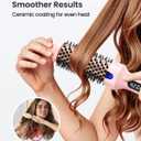 Thermal Brush for Blowout Look, 360 Airflow Heated Round Brush with 2X Negative Ions Release for Less Frizzy, 1.5 Inch Dual Voltage Heated Curling Brush for Travel, Dual PTC Technology, Pink