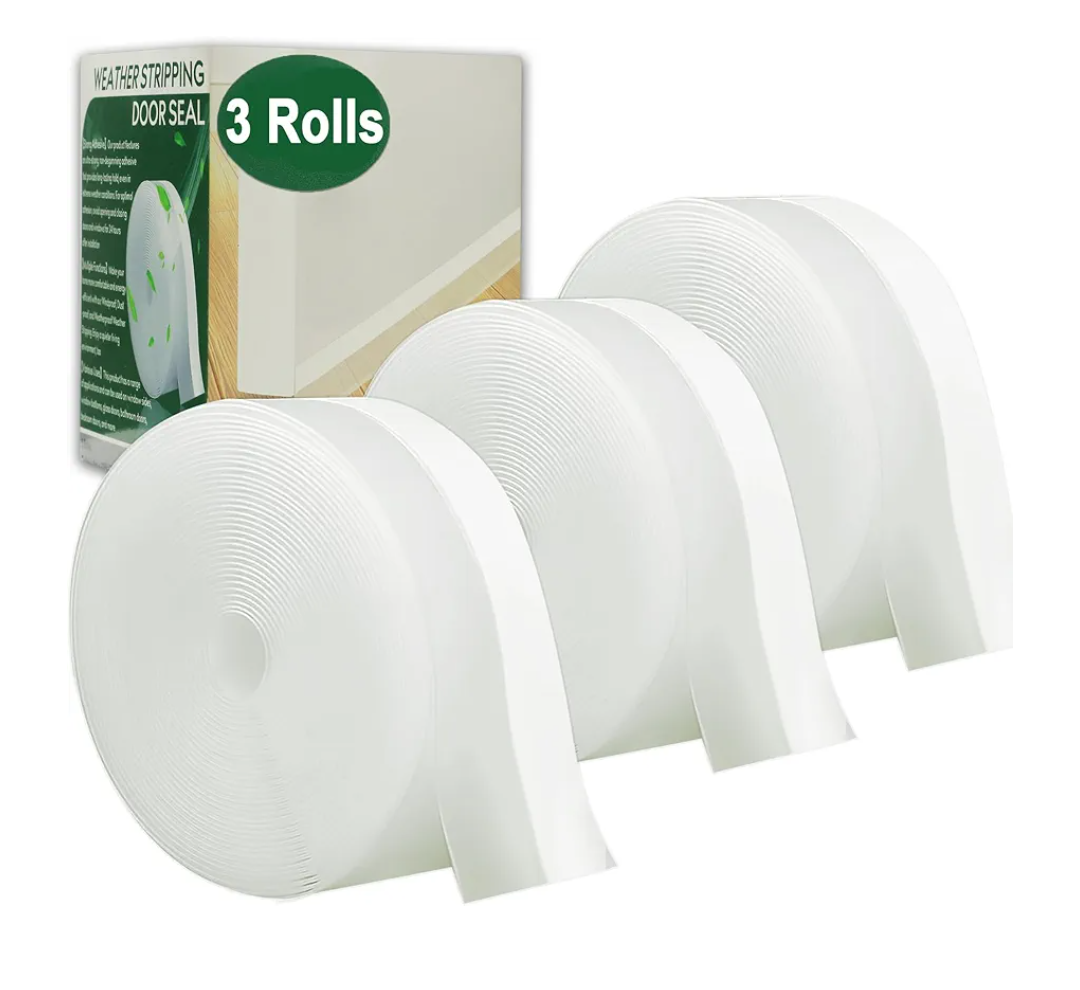 49 Feet Clear Weather Stripping Door Seal, Draft Seal Tape for Doors, Silicone Draft Seal Insulation Tape Strip, Under Door Seal Strip for Window and Door Bottom 3 Rolls Total 49ft (Width 35mm)