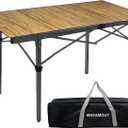 WKFMOUNT 9.9" Tall Folding Camping Table for 2-6 Person, 54.7" Large Aluminum Foldable Roll-up Table Outdoor with Carry Bag for Picnic, Camp, Sturdy, Backyard, Patio