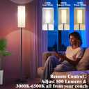 Qaubauyt Smart LED Floor Lamp with APP Control & RGB Colors - Dimmable Standing Lamp for Living Room, Bedroom, Gaming - Remote, Timer, 9W Bulb Included, 67" Modern Tall Lamp (black pole + white shade)