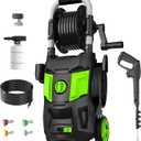Electric Pressure Washer, 5000PSI Max 3.2 GPM Power Washer with 20FT Hose, 35FT Power Cord, 4 Nozzles, Foam Cannon & Spray Gun, High Pressure Washer for Car, Patio, Fence, Window (Green)