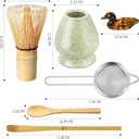 Matcha Whisk Set, Matcha Making Kit Whisk (Chasen Holder), Ceramic Whisk Holder (Mottled Green), Bamboo Scoop, Powder Starter Sifter, Spoon Japanese Tea Tools For Ceremony Gift