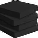 Outdoor Chair Cushions Set of 4: Waterproof & Fade Resistant Seat Cushion for Patio Furniture - 18.5 x 16 x 2 Inch Chair Pads with Ties and Hidden Zipper - Patio Chair Cushion Replacement, Black