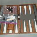AMEROUS Backgammon Set, 18 Inches Classic Board Game withLeather Case, Folding Board, Gift Package, Portable Travel Strategy Backgammon Game Set for Adults, Kids (Large, Brown)