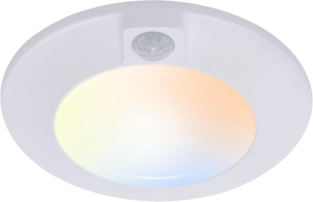 CLOUDY BAY 5 Color Motion Sensor Ceiling Light, 120V CRI90 10W,6.5 inch 2700K/3000K/3500K/4000K/5000K Selectable LED Flush Mount Fixture for Garage,Walk-in Closet,Attic,Pantry
