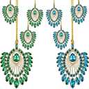 Peryiter 8 Pcs Metal Christmas Ornament Christmas Diamond Ornaments for Christmas Tree Xmas Rhinestone Hanging Decorations Colorful Keepsake Gifts for Sister Mom Women(Peacock)