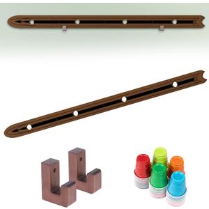 Extguds 5 FT Shot Board with Wall Mounts,4 Person Version,Sets:1 Shot Board + 2 Wall Mounts+50 Cute Shot Glasses, Perfect for Weddings,Bar,Family Gathering, Party (Brown)