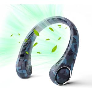 Portable Neck Fan, Hands Free Bladeless Fan, 360 Cooling Personal Fan,Wearable Quiet Fan for Outdoor Indoor, Birthday Gifts for Men Women Mom Dad, 4000mAh Battery USB Rechargeable(Blue Camouflage)