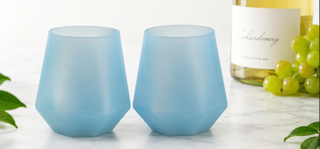 Wine2Go Diamond Silicone Wine Glasses 9oz Set of 2