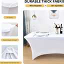 2-Pack 6ft White Spandex Table Covers for Rectangle Standard Folding Tables - Wrinkle Resistant Stretch Tablecloths - Ultimate Fitted Table Protector for Parties, Trade Shows, Banquet