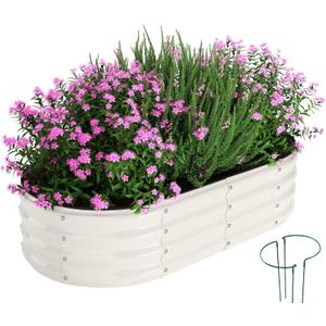 Galvanized Metal Planter Raised Garden Bed Kit for Gardening Outdoor4x2x1ft Planter Grow Garden Box Raised Flower BedLong Vegetable Clearance Herb Raised Garden Beds for Gardening White (4x2x1FT1pcs)