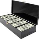 Black Acrylic Lockable Currency Tray, 5 Compartment Money Organizer for Cash, Cash Organizer Money Storage Box with Lockable Cover, Money Organizer for Cash