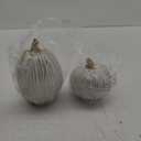 DN DECONATION White and Gold Fall Pumpkin Decorations Thanksgiving Table Centerpieces, 2 Pcs Artificial Luxury Resin Pumpkins Figurines for Decorating, Autumn Harvest Fall Home Decor Shelf Mantel (Set of 2)