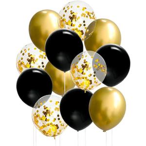 JOJO FLY 50 Pcs 12 Inches Black and Gold Balloons, Gold Confetti Balloons, Gold Metallic Balloon, Hollywood, Birthday Party Decorations, Graduation Balloon Garland Arch Kit, New Years Eve Decorations