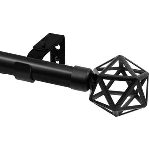 Refrze Black Curtain Rod for Windows 28 to 48 Inch, 1 Inch Heavy Duty Curtain Rods, Decorative Adjustable Curtain Rods for Living Room, Outdoor Curtain Rod for Patio, 28-48", Black