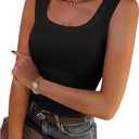 SVALIY Summer Womens Tank Tops 2024 Square Neck Fitted Sleeveless Shirts for Women Ribbed Basic Top (M)