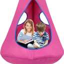 Kids Nest Swing Chair, Hanging Hammock Chair with Detachable Play Tent for Outdoor and Indoor Use (32" D x 52" H), Sensory Swing for Kids (Pink)