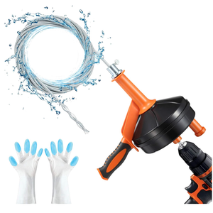 Drain Snake, Drain Auger with Drill Attachment, 25 Feet Plumbing Snake Auto Feed Flexible Hair Drain Clog Remover for Kitchen, Bathrom and Shower Sink with Gloves